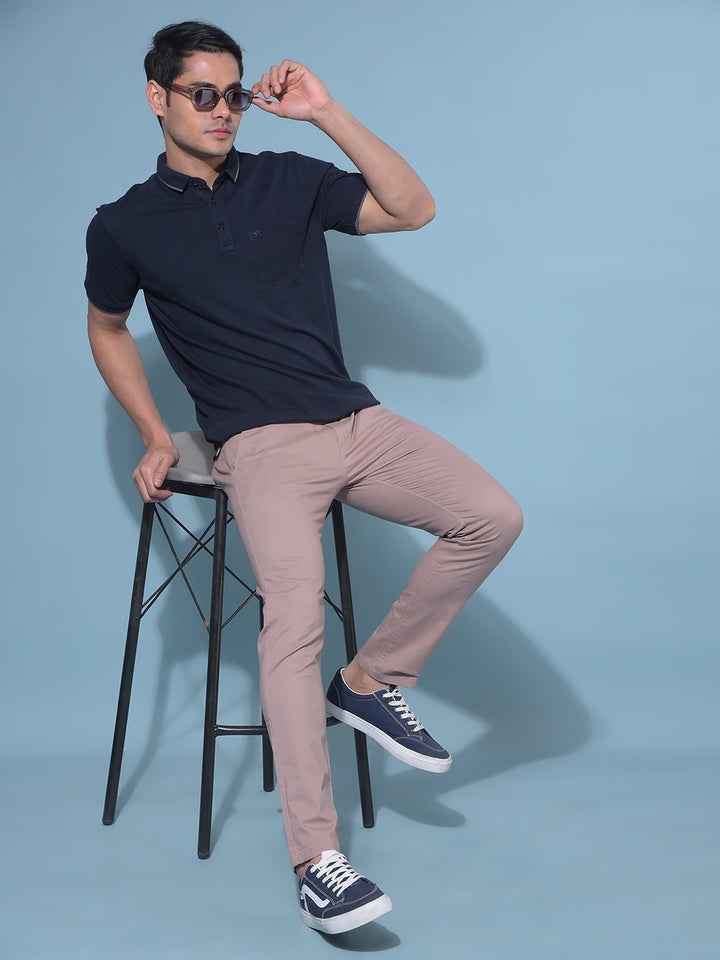 Brown Stretchable Cotton Trousers-Men Trousers-Crimsoune Club