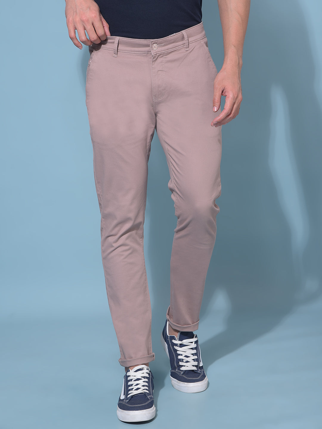 Brown Stretchable Cotton Trousers-Men Trousers-Crimsoune Club