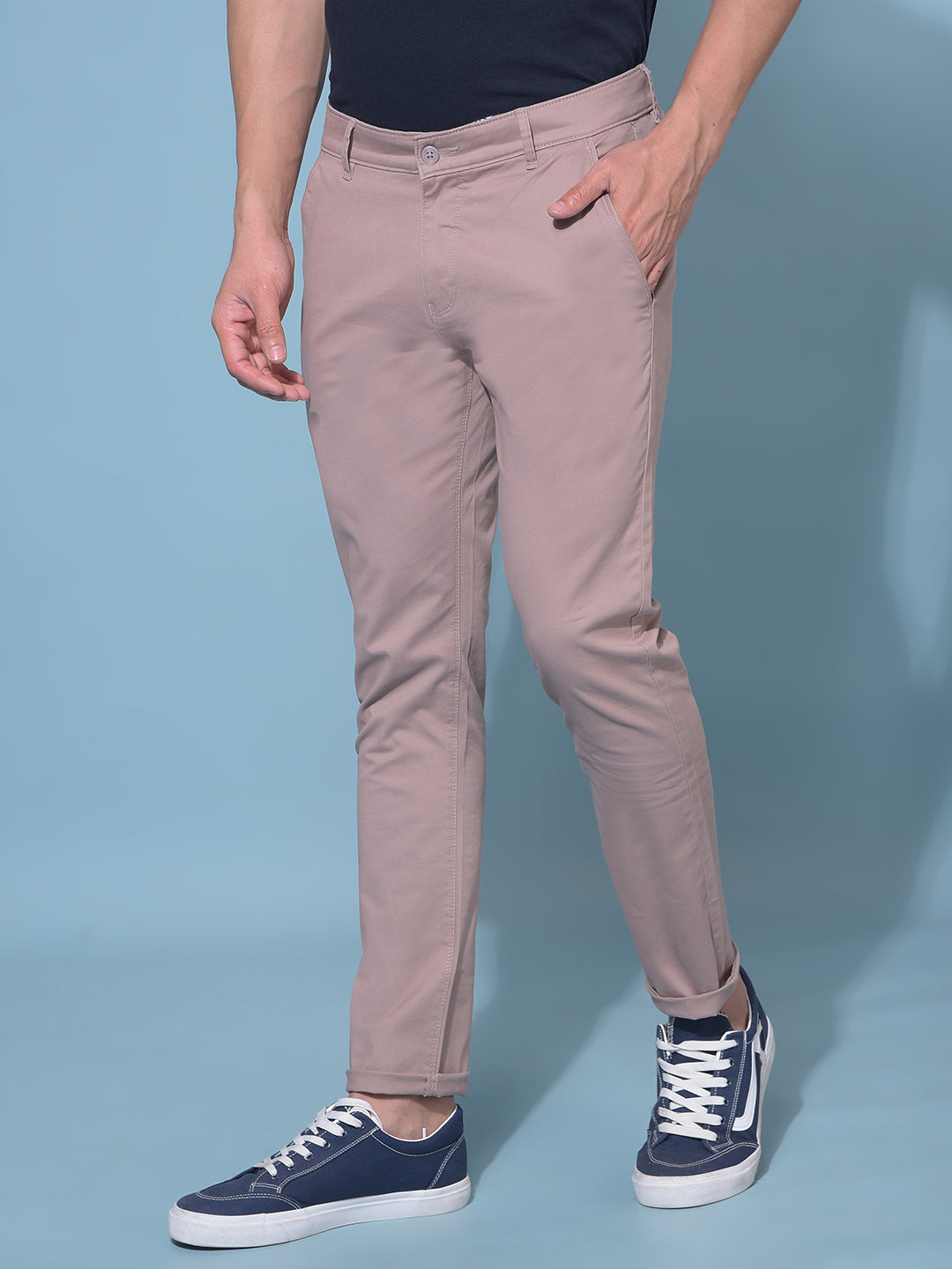Brown Stretchable Cotton Trousers-Men Trousers-Crimsoune Club
