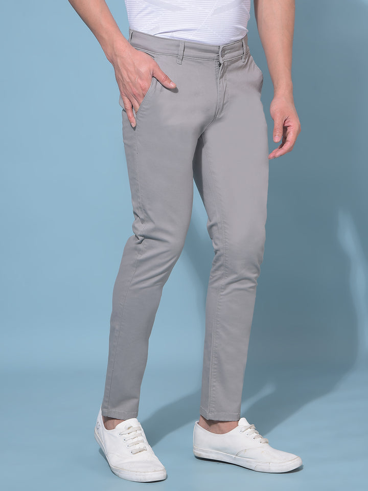 Grey Stretchable Cotton Trousers-Men Trousers-Crimsoune Club