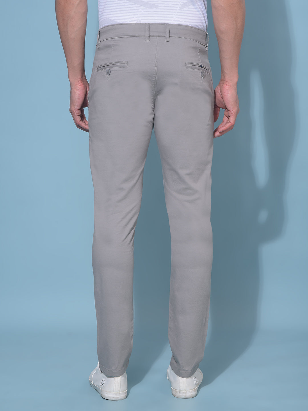 Grey Stretchable Cotton Trousers-Men Trousers-Crimsoune Club