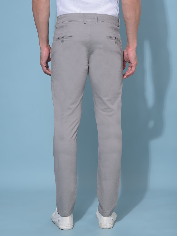 Grey Stretchable Cotton Trousers-Men Trousers-Crimsoune Club