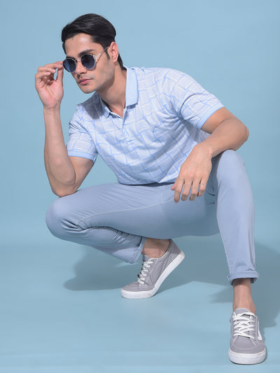 Blue Stretchable Cotton Trousers-Men Trousers-Crimsoune Club