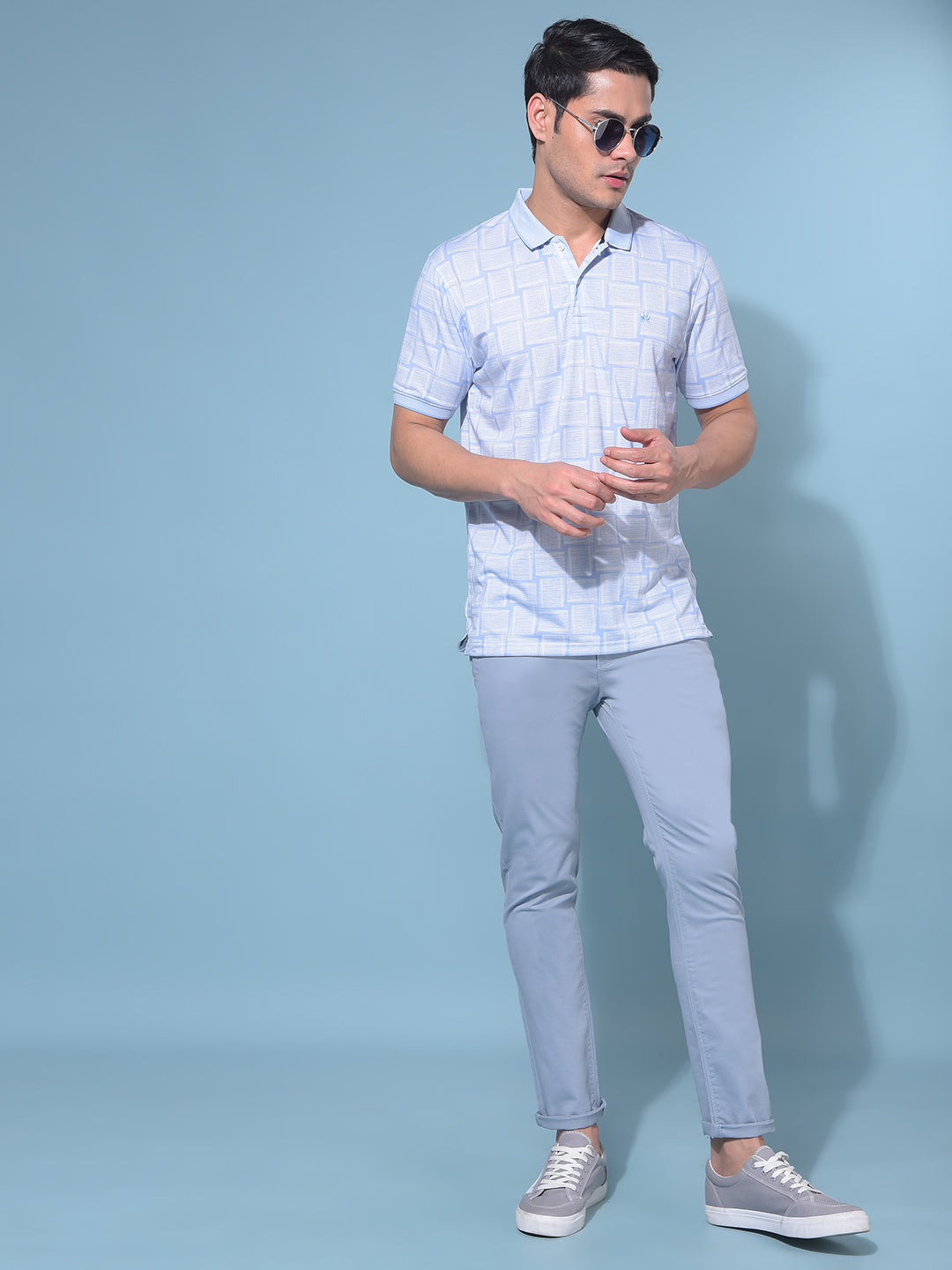 Blue Stretchable Cotton Trousers-Men Trousers-Crimsoune Club