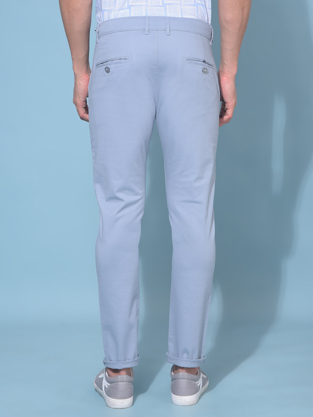 Blue Stretchable Cotton Trousers-Men Trousers-Crimsoune Club