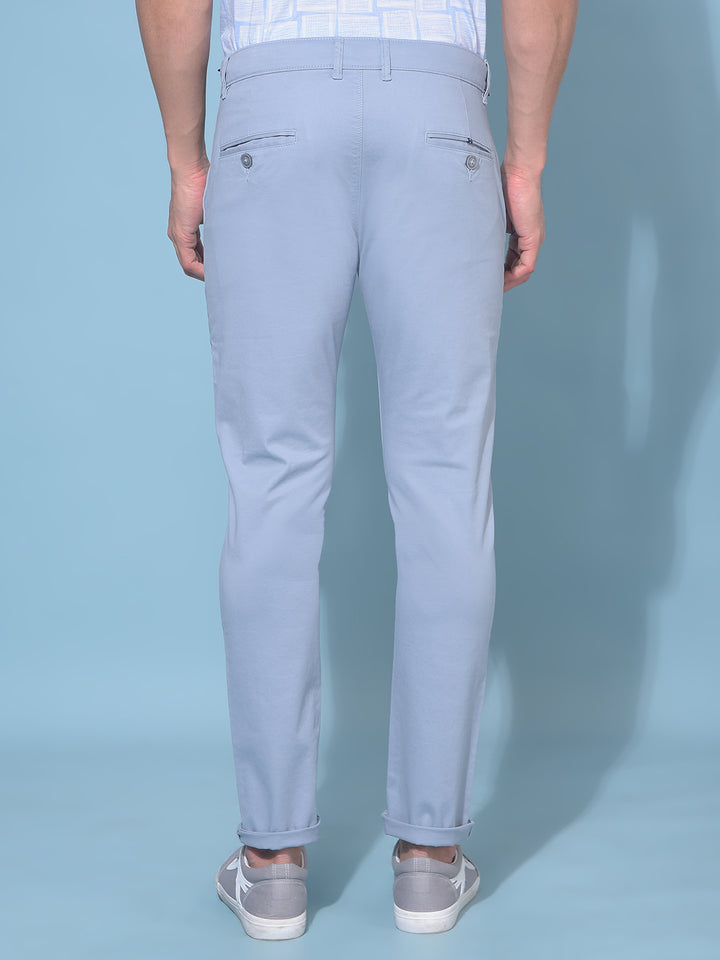 Blue Stretchable Cotton Trousers-Men Trousers-Crimsoune Club