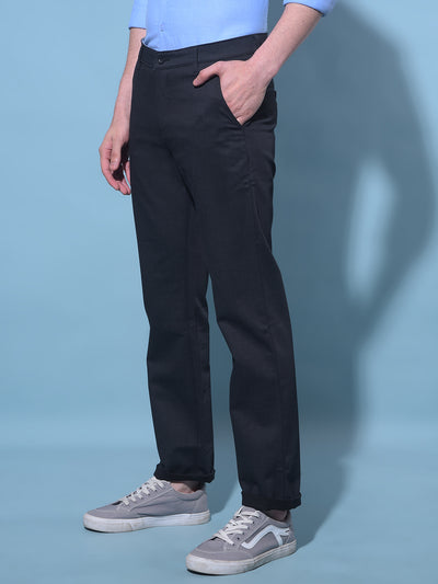 Black Straight Printed Chinos Trousers-Men Trousers-Crimsoune Club