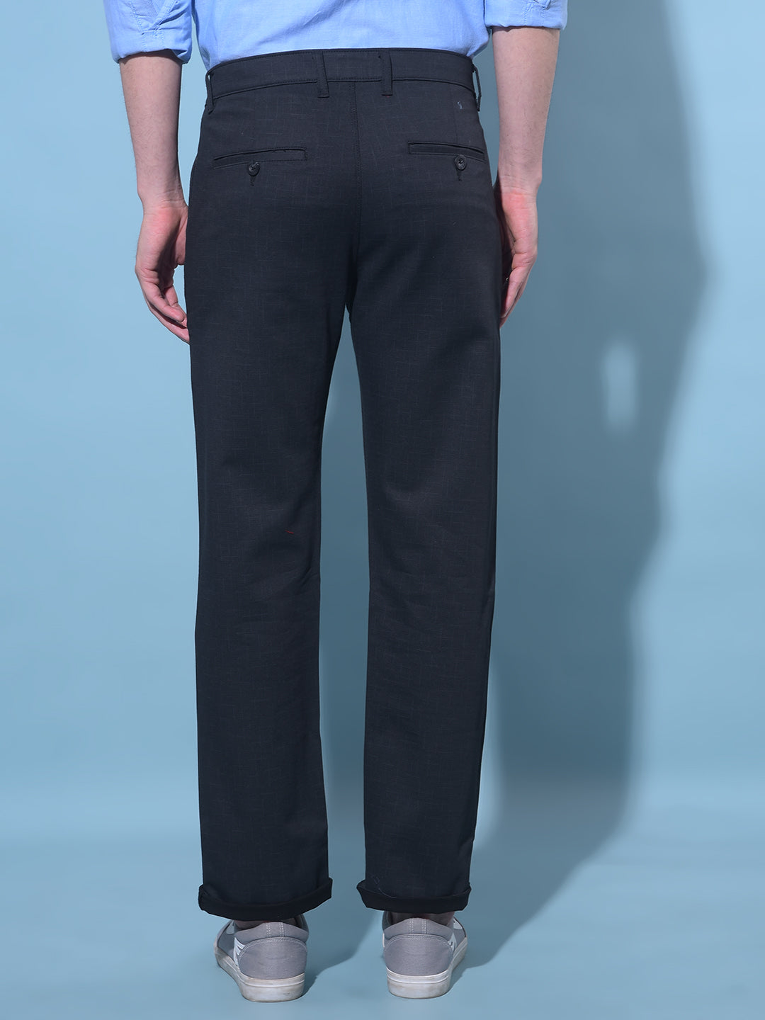 Black Straight Printed Chinos Trousers-Men Trousers-Crimsoune Club