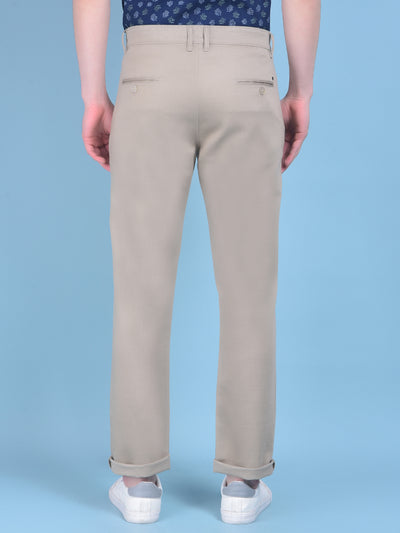 Khaki Printed Stretchable Cotton Trousers-Men Trousers-Crimsoune Club