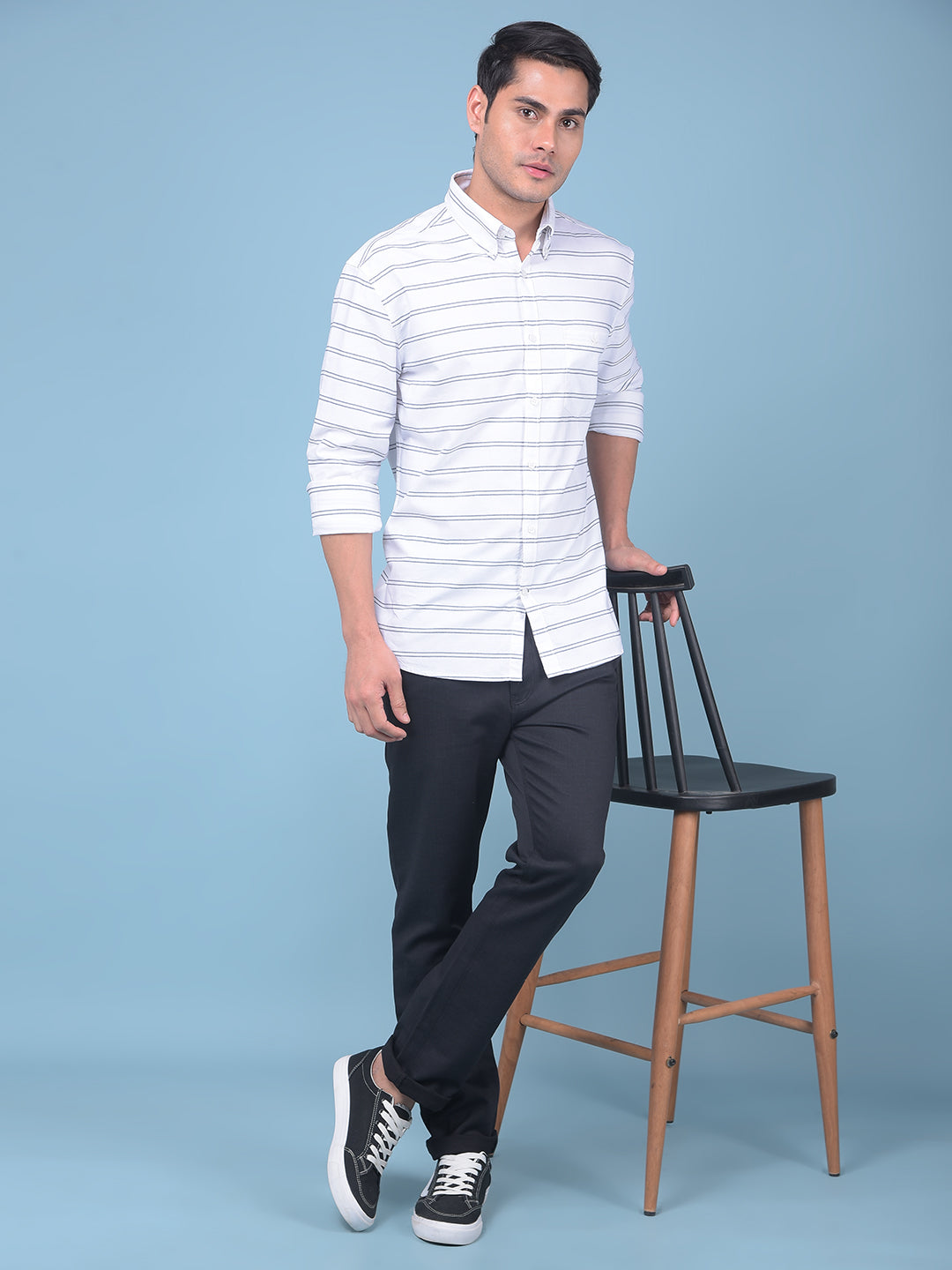 Black Stretchable Cotton Trousers-Men Trousers-Crimsoune Club