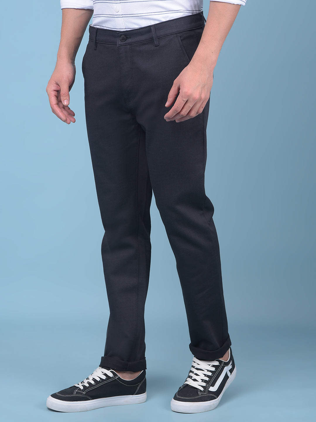 Black Stretchable Cotton Trousers-Men Trousers-Crimsoune Club