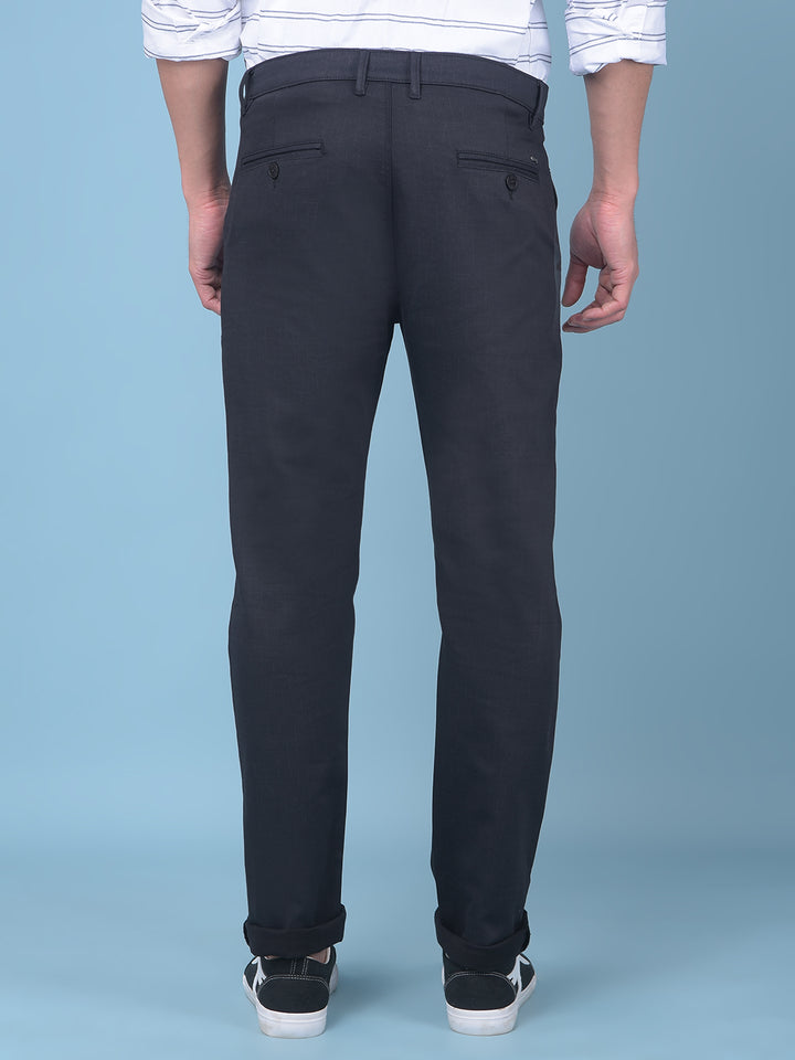 Black Stretchable Cotton Trousers-Men Trousers-Crimsoune Club