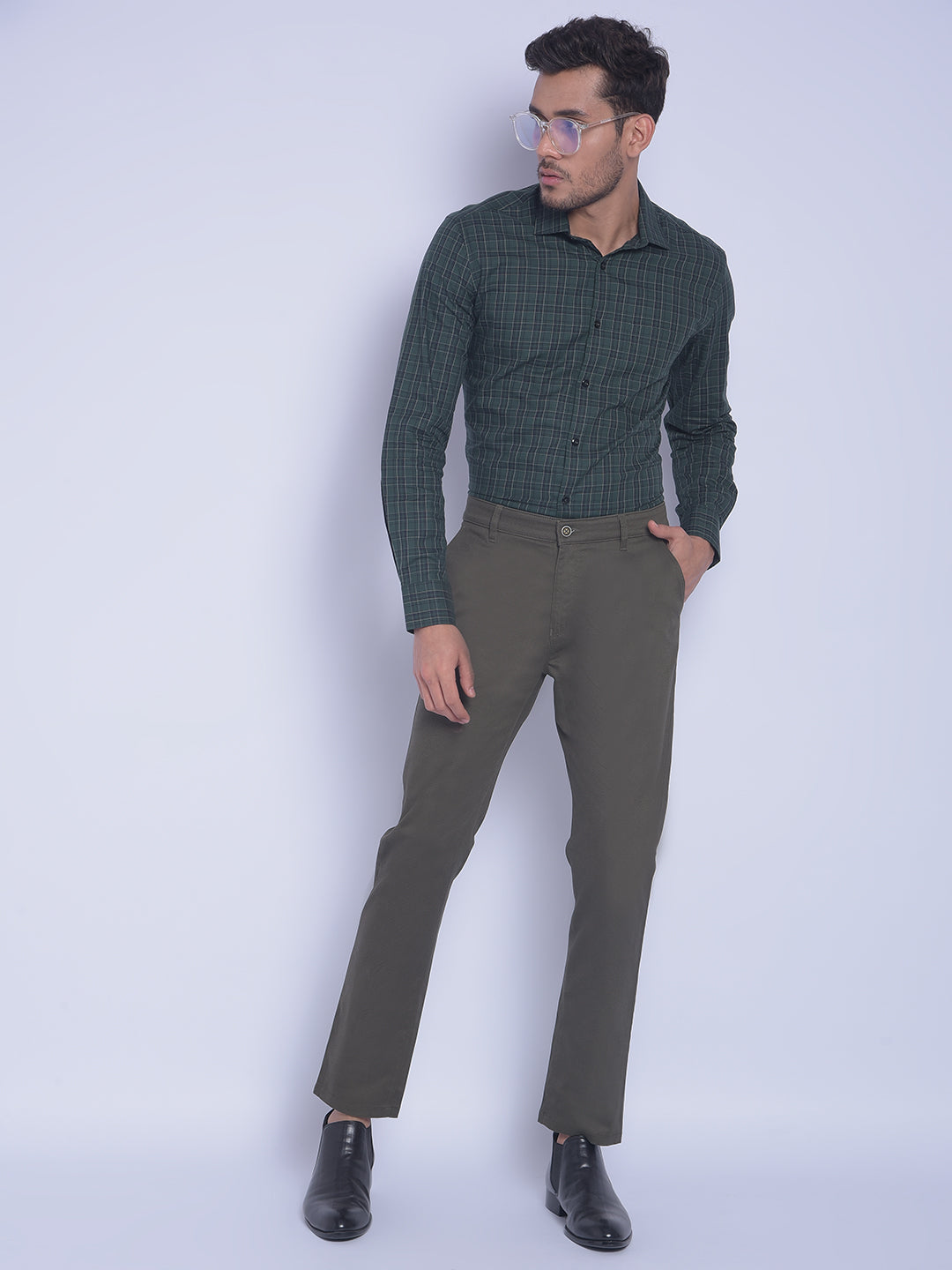 Olive Printed Trousers-Men Trousers-Crimsoune Club