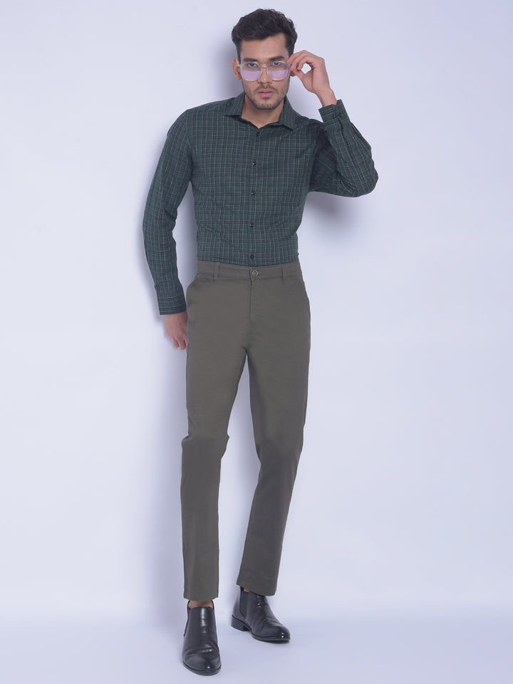 Olive Printed Trousers-Men Trousers-Crimsoune Club