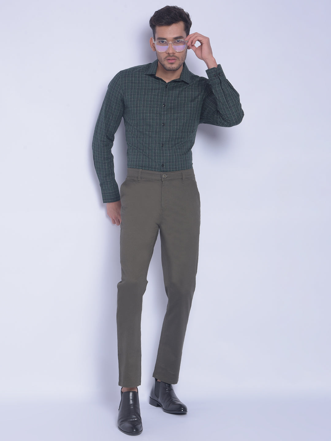 Olive Printed Trousers-Men Trousers-Crimsoune Club