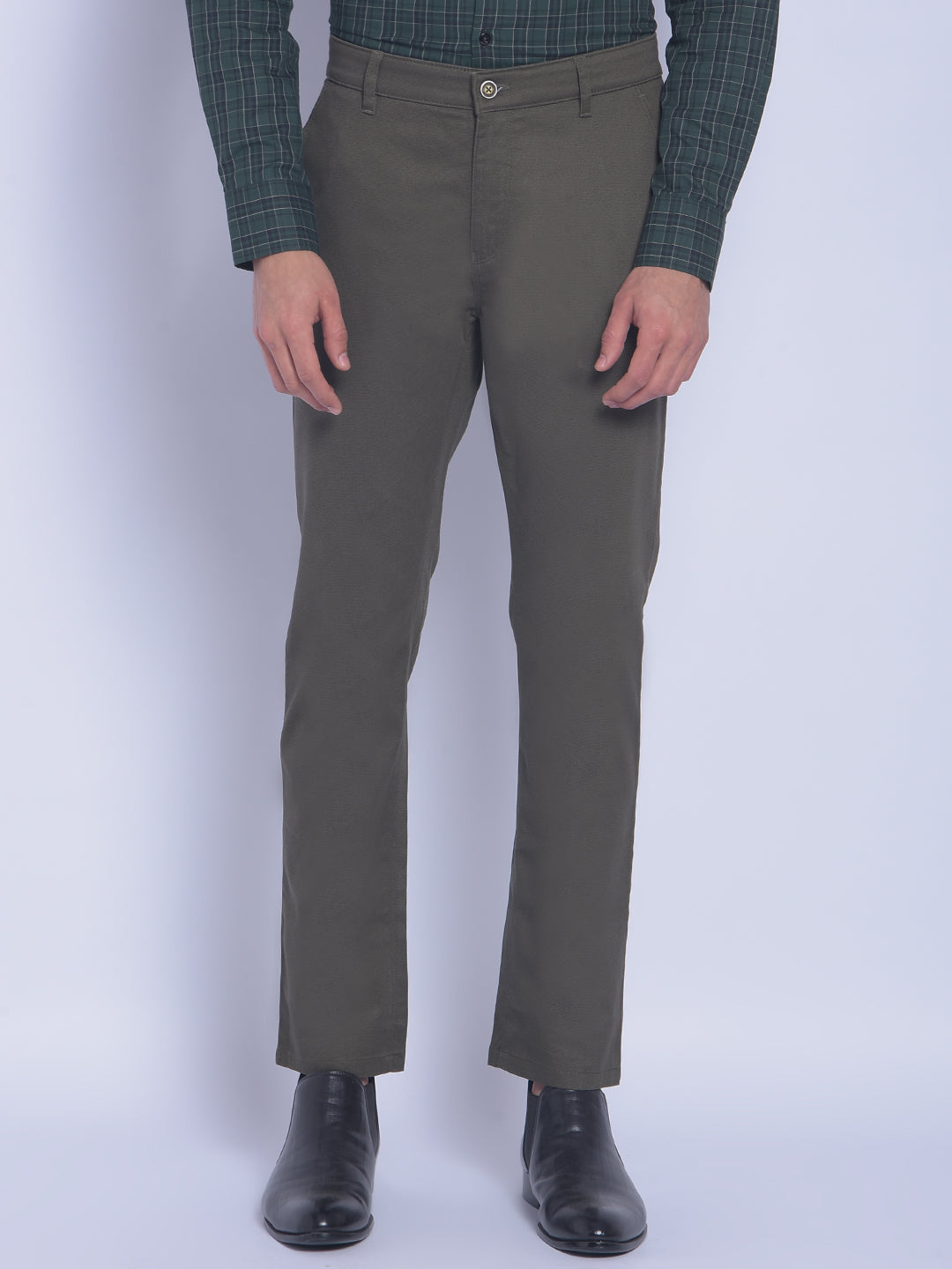 Olive Printed Trousers-Men Trousers-Crimsoune Club