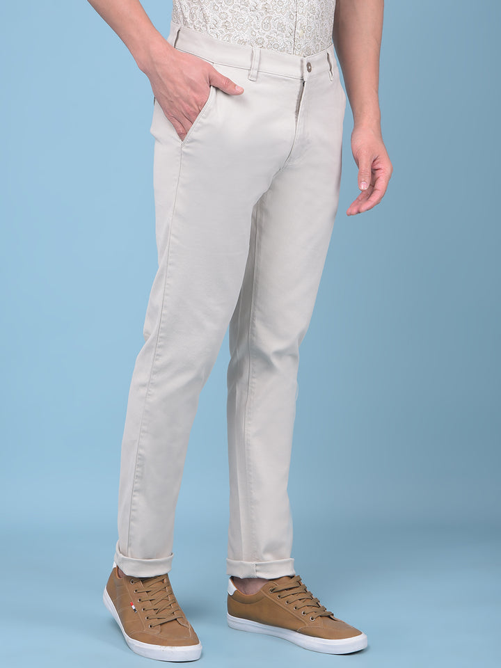 Beige Stretchable Trousers-Men Trousers-Crimsoune Club