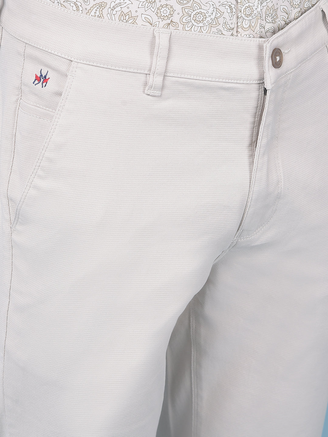 Beige Stretchable Trousers-Men Trousers-Crimsoune Club