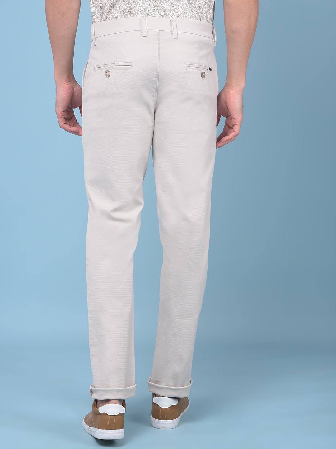 Beige Stretchable Trousers-Men Trousers-Crimsoune Club