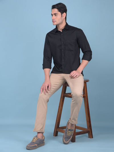 Khaki Stretchable Cotton Trousers-Men Trousers-Crimsoune Club