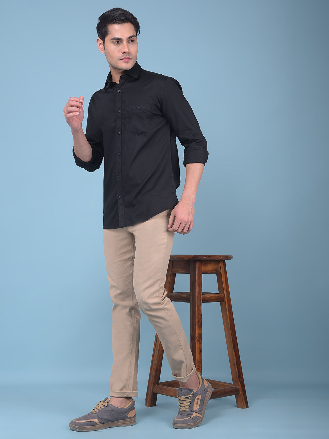 Khaki Stretchable Cotton Trousers-Men Trousers-Crimsoune Club