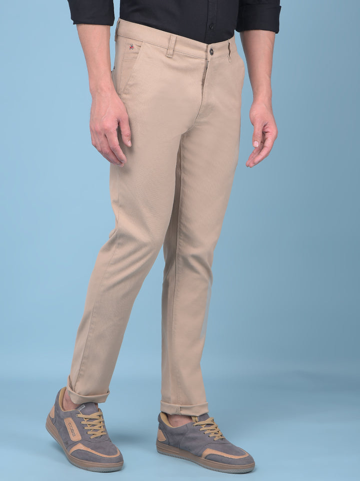 Khaki Stretchable Cotton Trousers-Men Trousers-Crimsoune Club