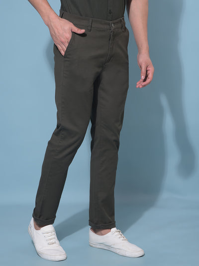 Olive Stretchable Trousers-Men Trousers-Crimsoune Club