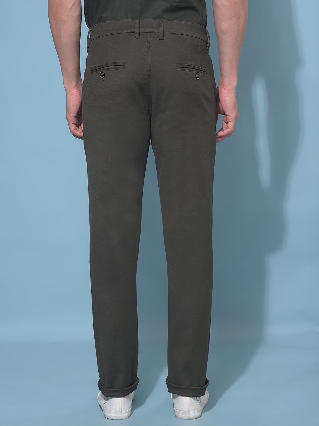 Olive Stretchable Trousers-Men Trousers-Crimsoune Club