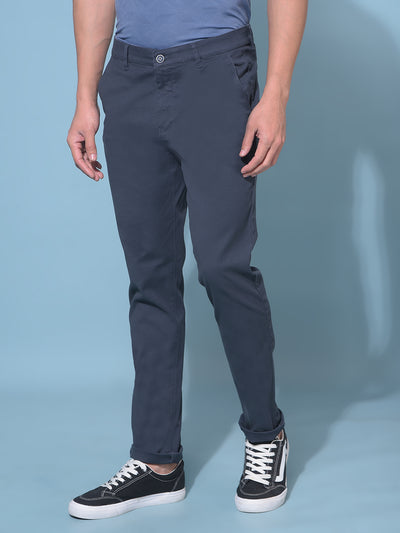 Navy Blue Stretchable Cotton Trousers-Men Trousers-Crimsoune Club