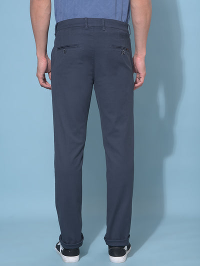 Navy Blue Stretchable Cotton Trousers-Men Trousers-Crimsoune Club