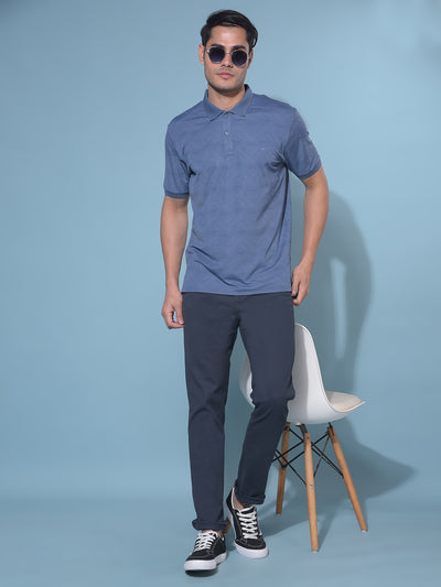 Navy Blue Stretchable Cotton Trousers-Men Trousers-Crimsoune Club
