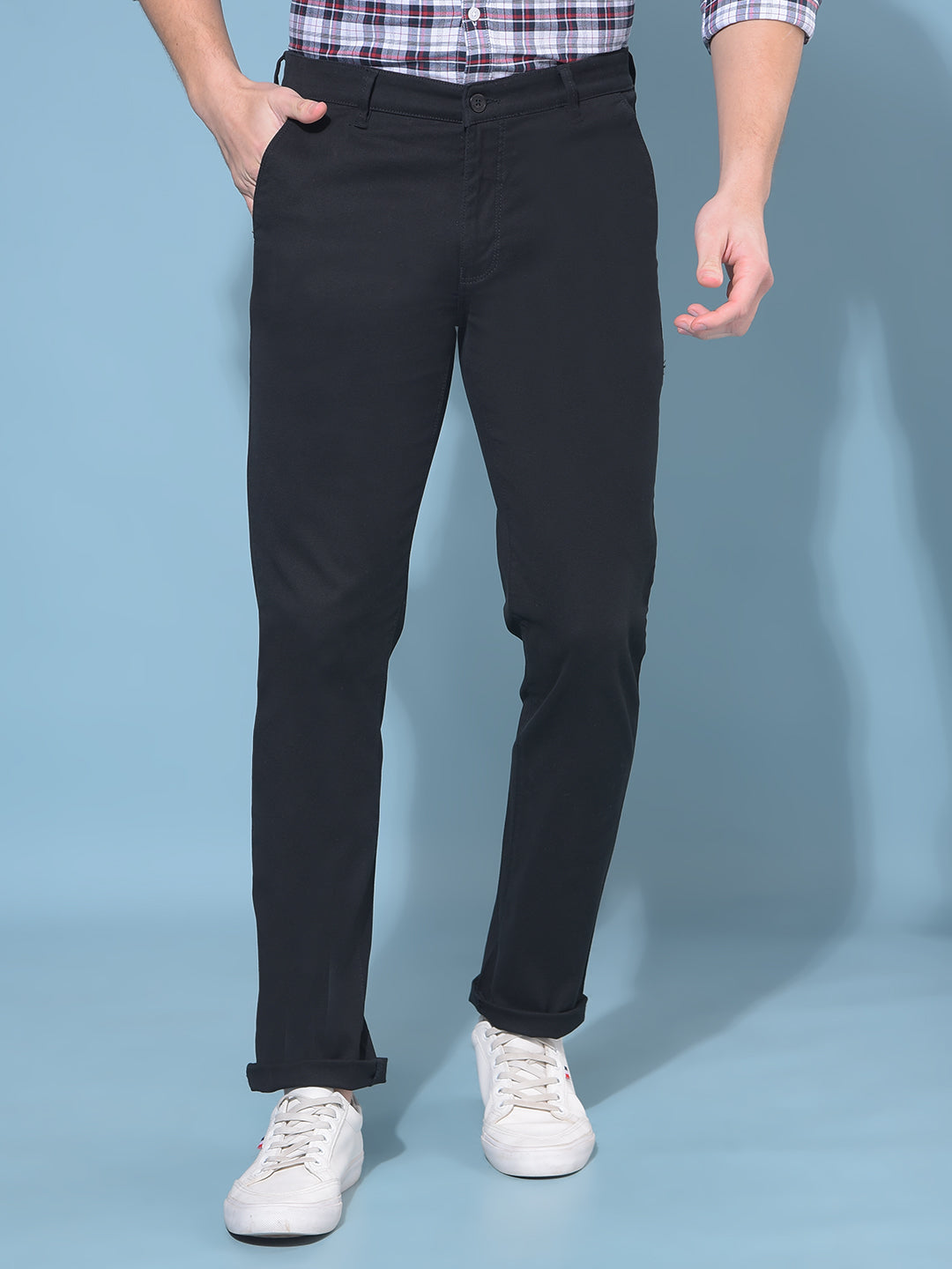 Black Stretchable Trousers-Men Trousers-Crimsoune Club