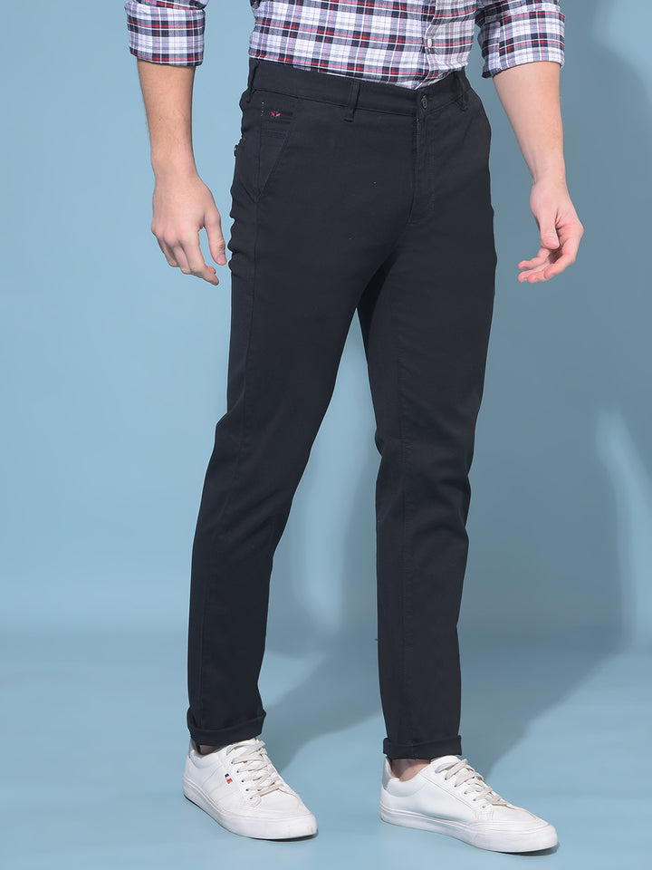 Black Stretchable Trousers-Men Trousers-Crimsoune Club