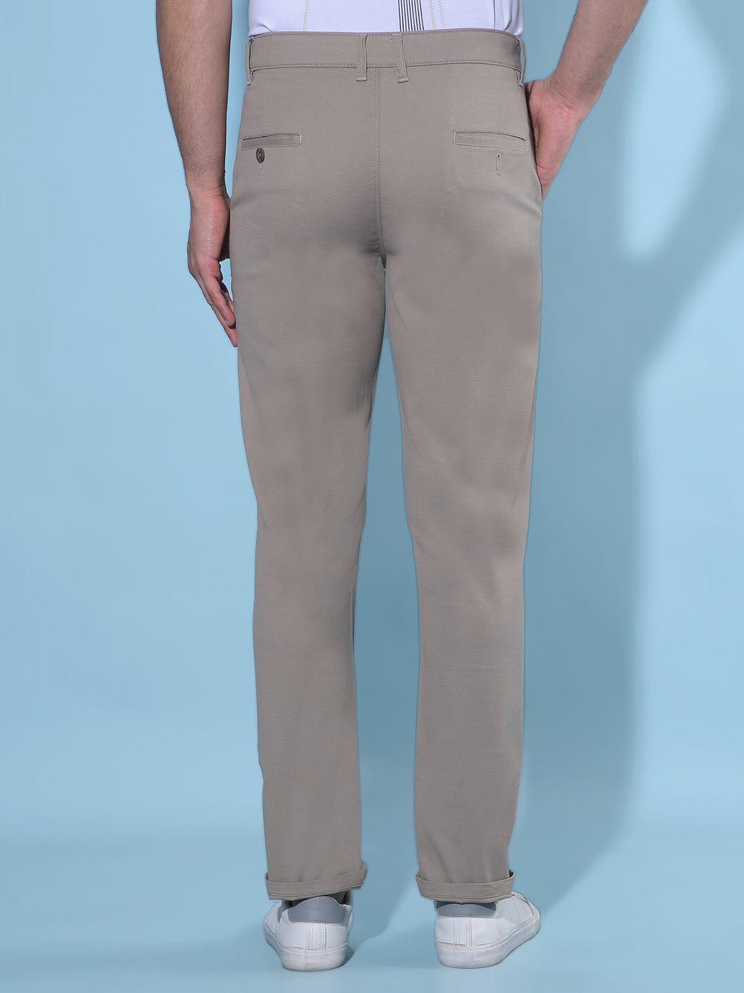 Brown Straight Cotton Trousers-Men Trousers-Crimsoune Club