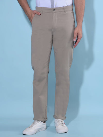 Brown Straight Cotton Trousers-Men Trousers-Crimsoune Club