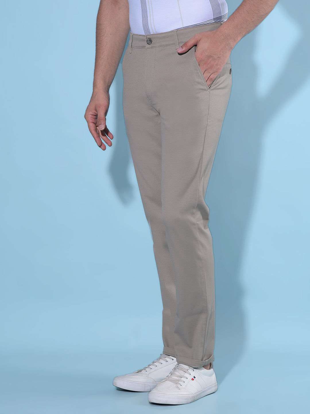 Brown Straight Cotton Trousers-Men Trousers-Crimsoune Club