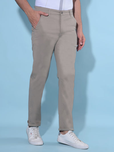 Brown Straight Cotton Trousers-Men Trousers-Crimsoune Club