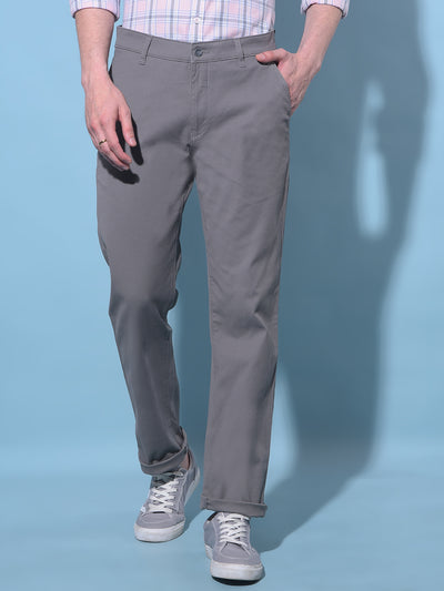 Grey Straight Dobby Trousers-Men Trousers-Crimsoune Club