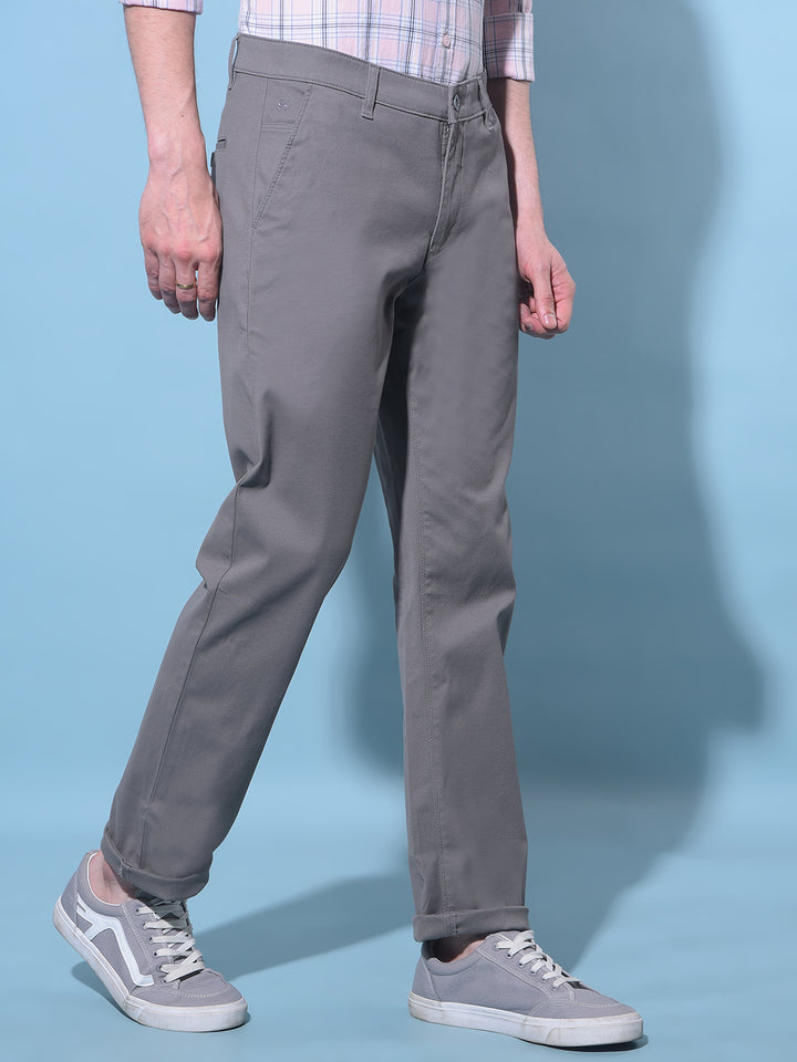 Grey Straight Dobby Trousers-Men Trousers-Crimsoune Club