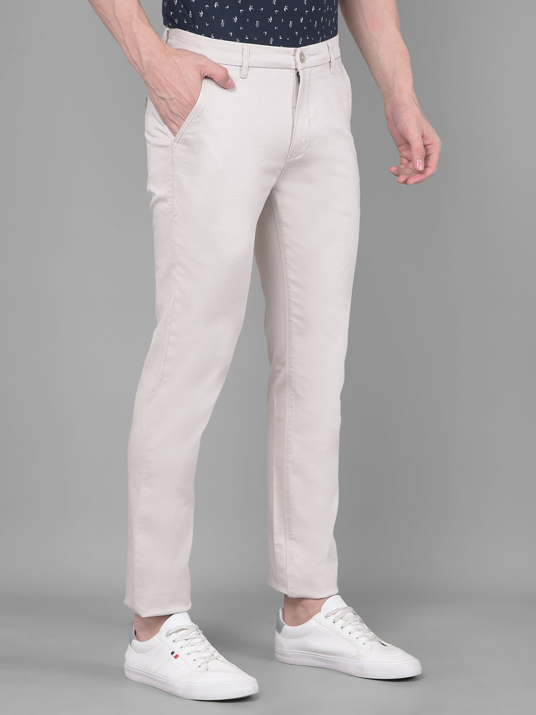 Beige Trousers-Men Trousers-Crimsoune Club