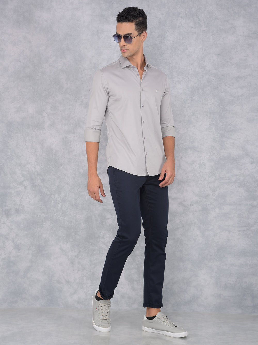 Navy Blue Printed Trousers-Men Trousers-Crimsoune Club