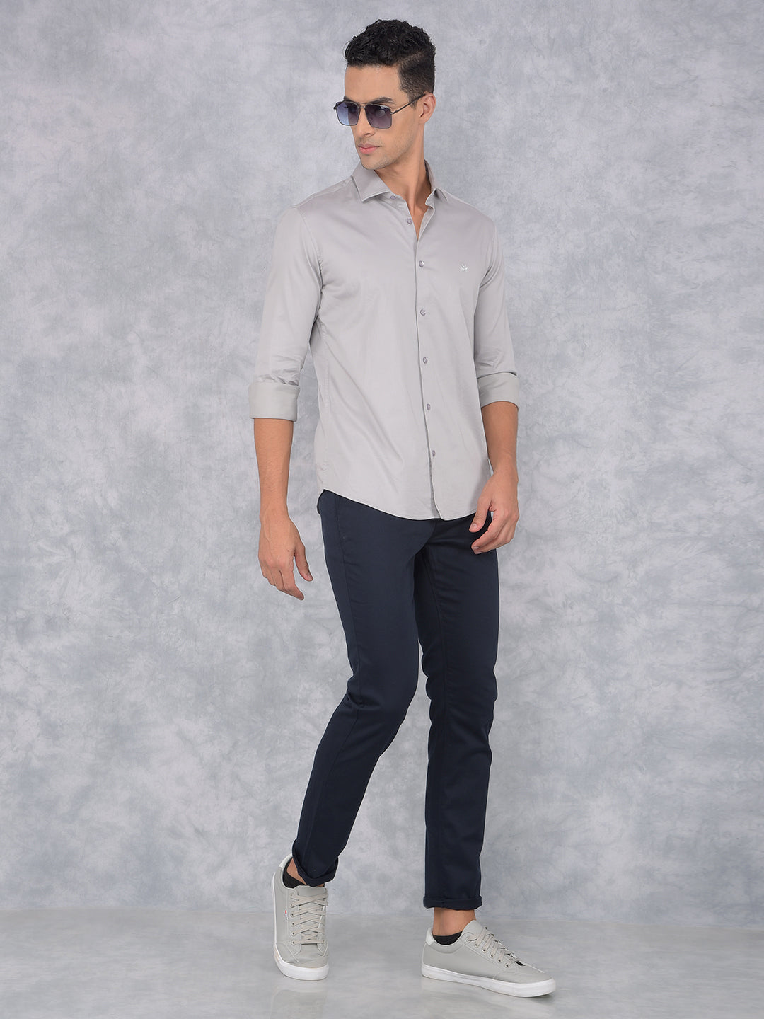 Navy Blue Printed Trousers-Men Trousers-Crimsoune Club