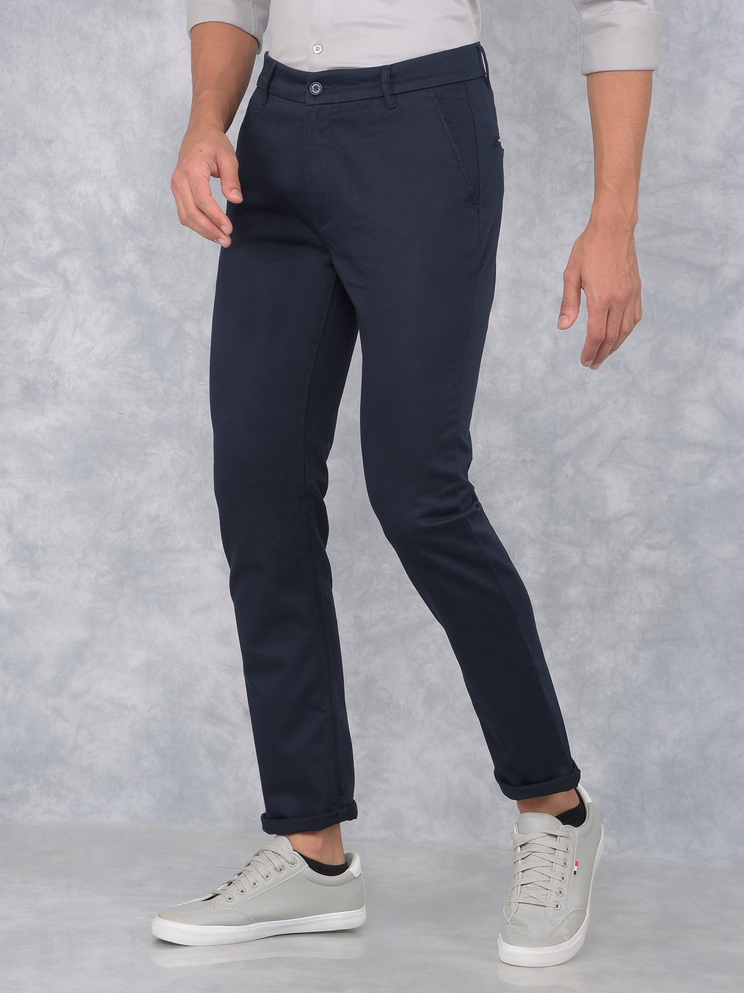 Navy Blue Printed Trousers-Men Trousers-Crimsoune Club