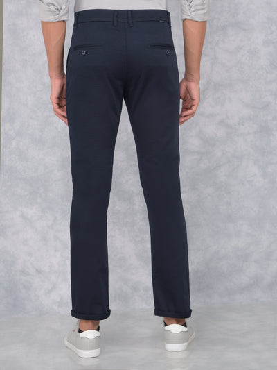 Navy Blue Printed Trousers-Men Trousers-Crimsoune Club