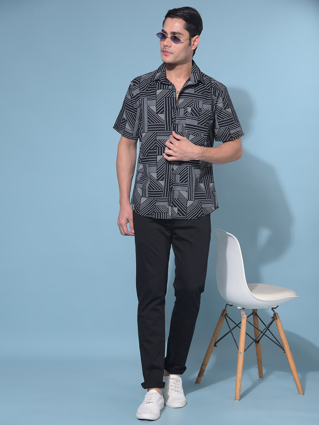 Black Stretchable Cotton Trousers-Men Trousers-Crimsoune Club