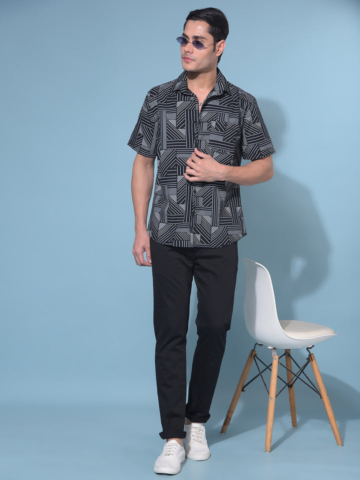 Black Stretchable Cotton Trousers-Men Trousers-Crimsoune Club