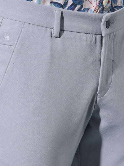 Grey Straight Cotton Trousers-Men Trousers-Crimsoune Club