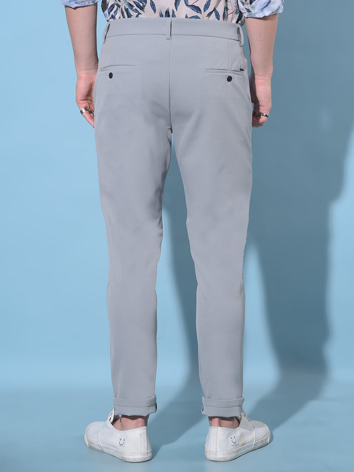 Grey Straight Cotton Trousers-Men Trousers-Crimsoune Club