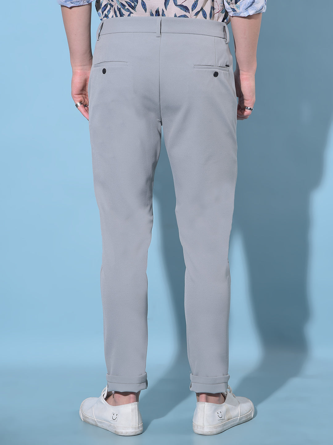 Grey Straight Cotton Trousers-Men Trousers-Crimsoune Club