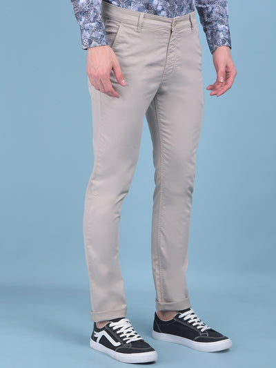 Beige Stretchable Trousers-Men Trousers-Crimsoune Club